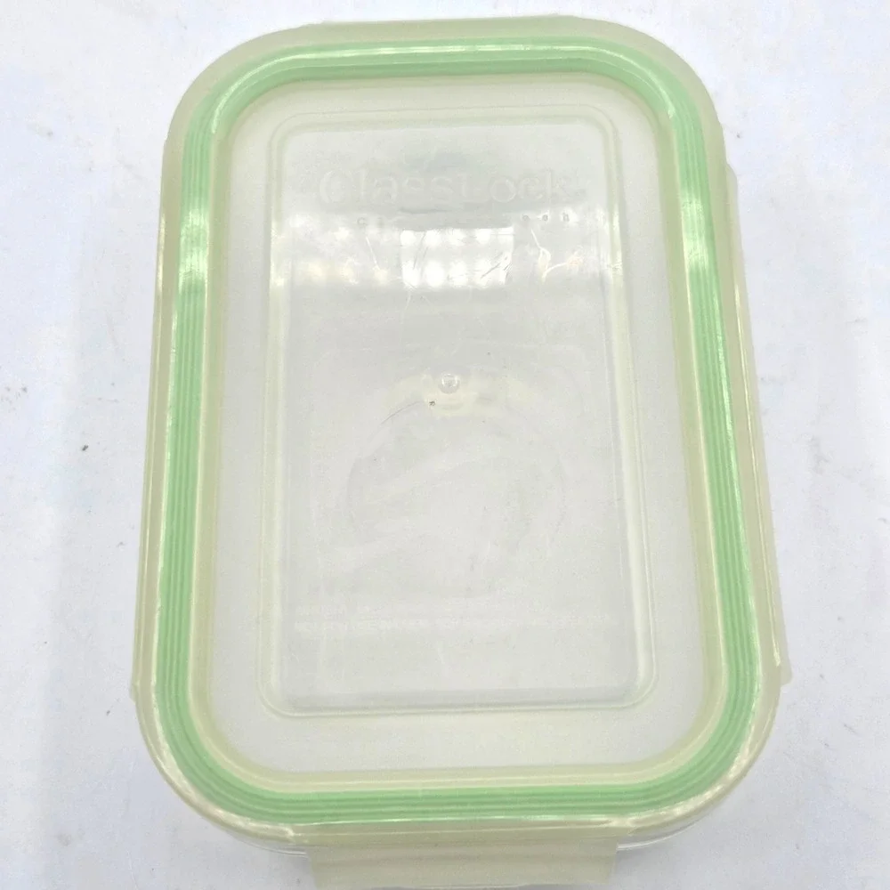 GlassLock Clear Glass Food Storage Container Airtight Snap Lid Green 6